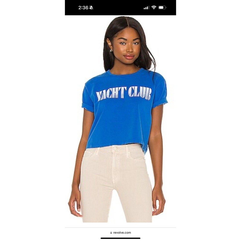 Mother Yacht Club Women's Crop Graphic T-Shirt, Size Small Streetwear Preppy